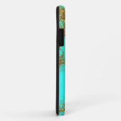 Moderne Turquoise & Gouden Stenen Kristal Personal Case-Mate iPhone Case (Achterkant/rechts)