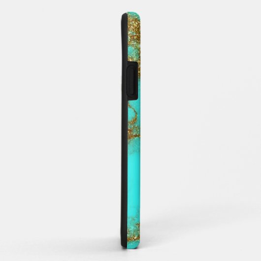 Moderne Turquoise & Gouden Stenen Kristal Personal Case-Mate iPhone Case (Achterkant/rechts)