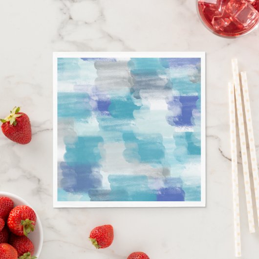 Moderne turquoise & grijze aquarel abstracte kunst servet (Insitu)