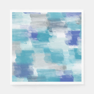Moderne turquoise & grijze aquarel abstracte kunst servet
