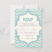 Moderne turquoise grijze chevron Bat Mitzvah RSVP Kaartje (Voorkant)