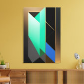Moderne Turquoise Groen Blauw Goud Abstract Canvas Afdruk (Insitu (Woonkamer))