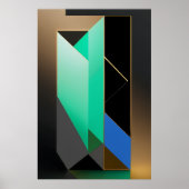 Moderne Turquoise Groen Blauw Goud Abstract Poster (Voorkant)