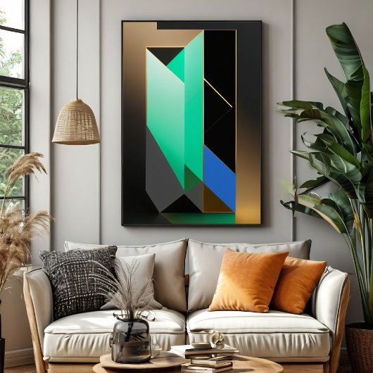 Moderne Turquoise Groen Blauw Goud Abstract Poster