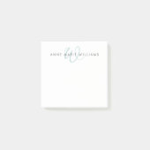 Moderne Turquoise Groen Turquoise Schrift Monogram Post-it® Notes (Voorkant)