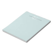 Moderne Turquoise Groen Witte Script Monogram Notitieblok (Linkerzijde)
