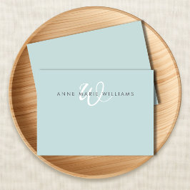 Moderne Turquoise Groen Witte Script Monogram Notitiekaartje