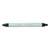 Moderne Turquoise Groen Witte Script Monogram Zwarte Inkt Pen (Voorkant)