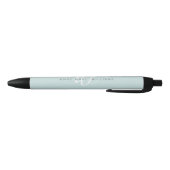 Moderne Turquoise Groen Witte Script Monogram Zwarte Inkt Pen (Bodem)