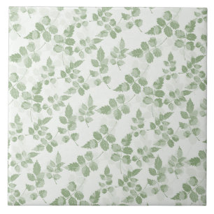 Moderne turquoise groene botanische bladerenpatroo tegeltje