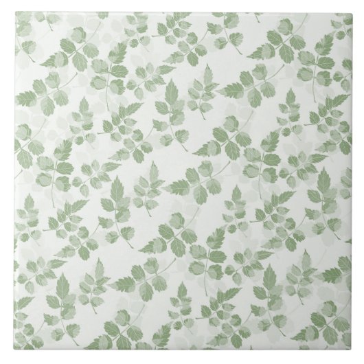Moderne turquoise groene botanische bladerenpatroo tegeltje (Voorkant)