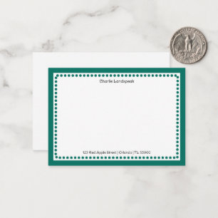Moderne Turquoise Groene Gestippelde Frame Aangepa Notitiekaartje
