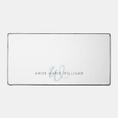 Moderne Turquoise Groene Script Monogram Bureaumat (Voorkant)