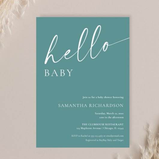 Moderne turquoise hallo baby geslacht neutrale dou kaart