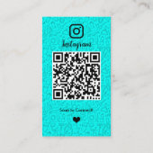 Moderne Turquoise Huishoudelijke Instagram QR Code Visitekaartje (Achterkant)