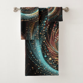 Moderne Turquoise Koperen Abstract Badkamer  Bad Handdoek