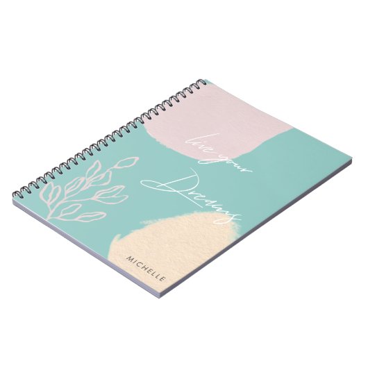 Moderne turquoise leeft je dromen Notitieboek (Linkerzijde)