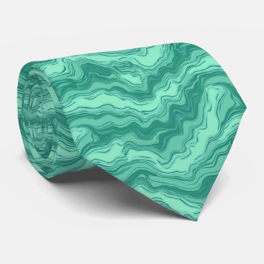 Moderne Turquoise Marmer Wervelend Abstract Patroo Stropdas (Opgerold)