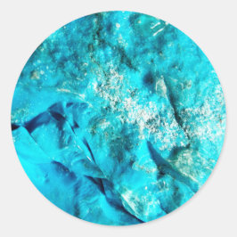 Moderne turquoise marmeren steen ronde sticker