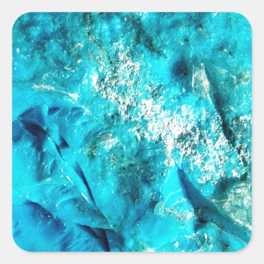 Moderne turquoise marmeren steen vierkante sticker (Voorkant)