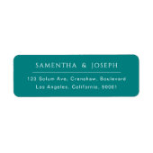 Moderne Turquoise Minimalistische Huwelijksreturna Etiket (Voorkant)