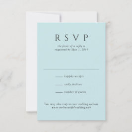 Moderne Turquoise Minimalistische Trouwdag RSVP Kaartje