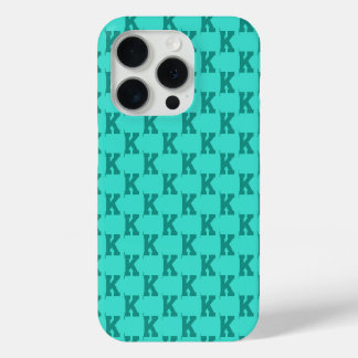Moderne Turquoise Monogram Naam Effen Kleur | Teal iPhone 15 Pro Case