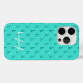 Moderne Turquoise Monogram Naam Effen Kleur | Teal Case-Mate iPhone Case (Achterkant (horizontaal))