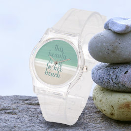 Moderne Turquoise Ocean Beach Aangepaste offerte Horloge