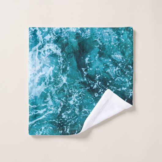 Moderne Turquoise Ocean Waves Custom Bad Handdoek (Wasdoekje)