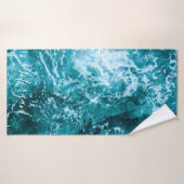 Moderne Turquoise Ocean Waves Custom Badhanddoek (Badhanddoek)