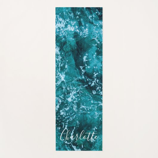 Moderne Turquoise Ocean Waves Custom Yogamat (Voorkant)