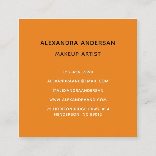 Moderne Turquoise Oranje wimper make-up Waterverf Vierkante Visitekaartje (Achterkant)