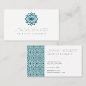 Moderne turquoise oriëntaalse interieurontwerper visitekaartje (Voorkant / Achterkant)