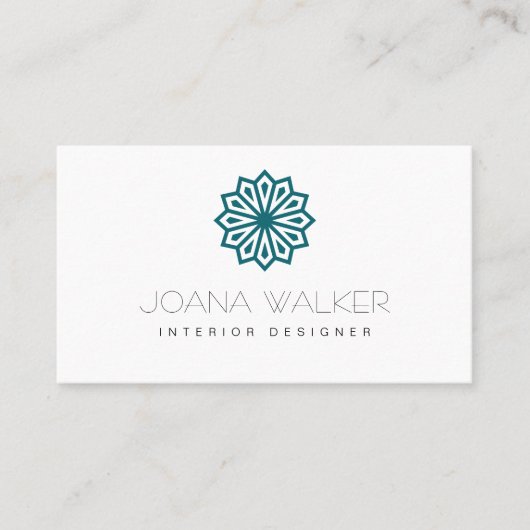 Moderne turquoise oriëntaalse interieurontwerper visitekaartje (Voorkant)