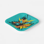 Moderne Turquoise Paintball Sport Kleur Spletters Papieren Bordje (Gebogen)