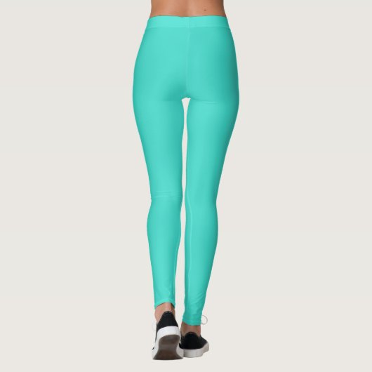 Moderne Turquoise Plain Solid Color | Blauwgroen Leggings (Achterkant)