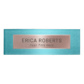 Moderne Turquoise & Roos Gold Salon Spa Naambadge (Voorkant)