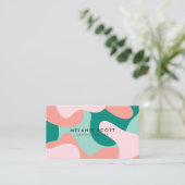 Moderne turquoise roze abstract patroon minimalist visitekaartje (Staand voorkant)