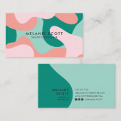 Moderne turquoise roze abstract patroon minimalist visitekaartje (Voorkant / Achterkant)
