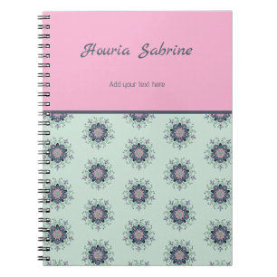 Moderne turquoise Roze Bloem Mandala Krabbels Notitieboek