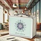 Moderne Turquoise & Roze Bloemen Mandala Doodles