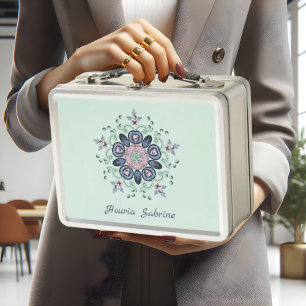 Moderne Turquoise & Roze Bloemen Mandala Doodles