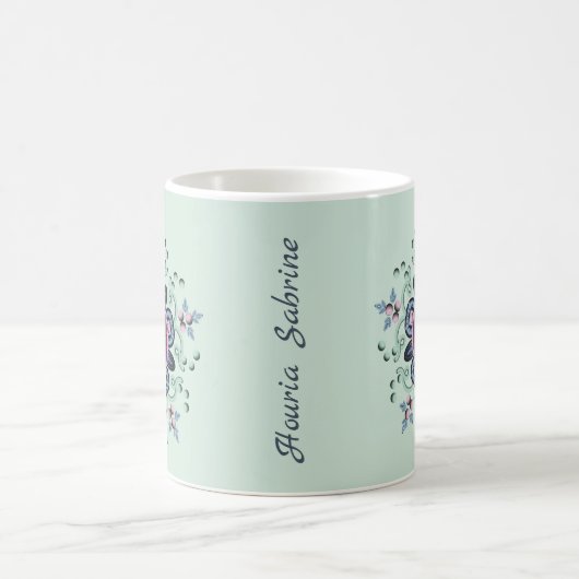 Moderne turquoise Roze Bloemen Mandala Doodles Fot Koffiemok (Center)