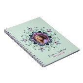 Moderne turquoise Roze Bloemen Mandala Doodles Fot Notitieboek (Rechterzijde)