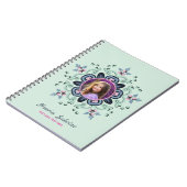 Moderne turquoise Roze Bloemen Mandala Doodles Fot Notitieboek (Linkerzijde)
