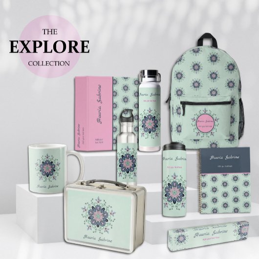 Moderne turquoise Roze Bloemen Mandala Doodles Koffiemok