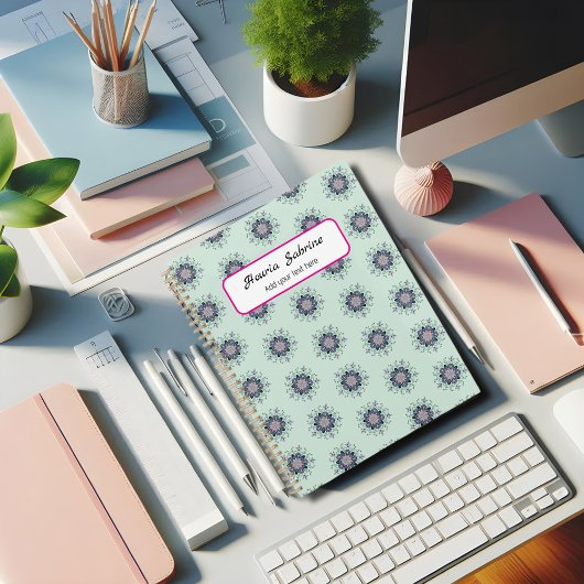 Moderne turquoise Roze Bloemen Mandala Doodles Planner