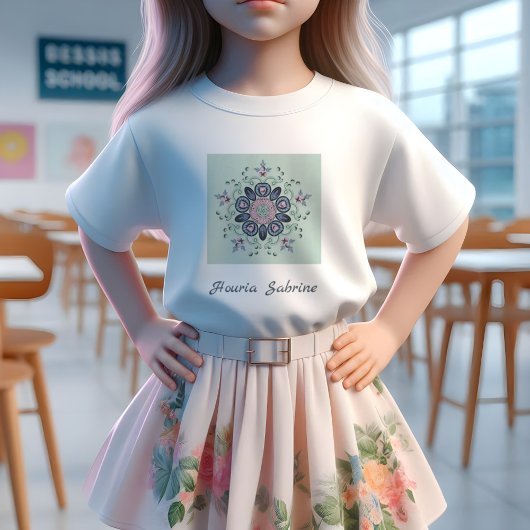 Moderne turquoise Roze Bloemen Mandala Doodles T-shirt