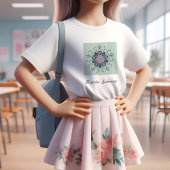 Moderne turquoise Roze Bloemen Mandala Doodles T-shirt